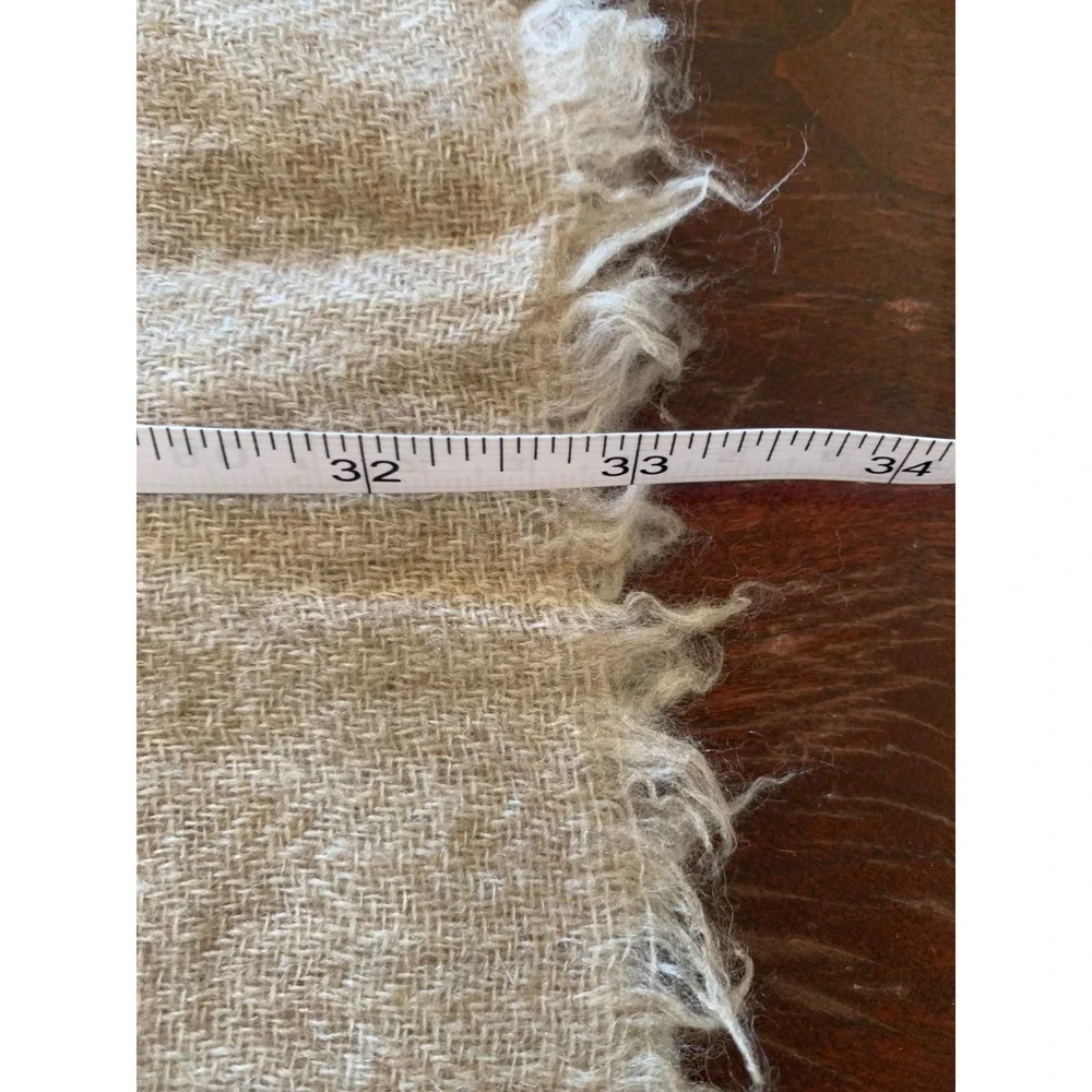 Handmade in Nepal 100% Exclusive Cashmere Scarf Wrap Tan Beige Fringed
